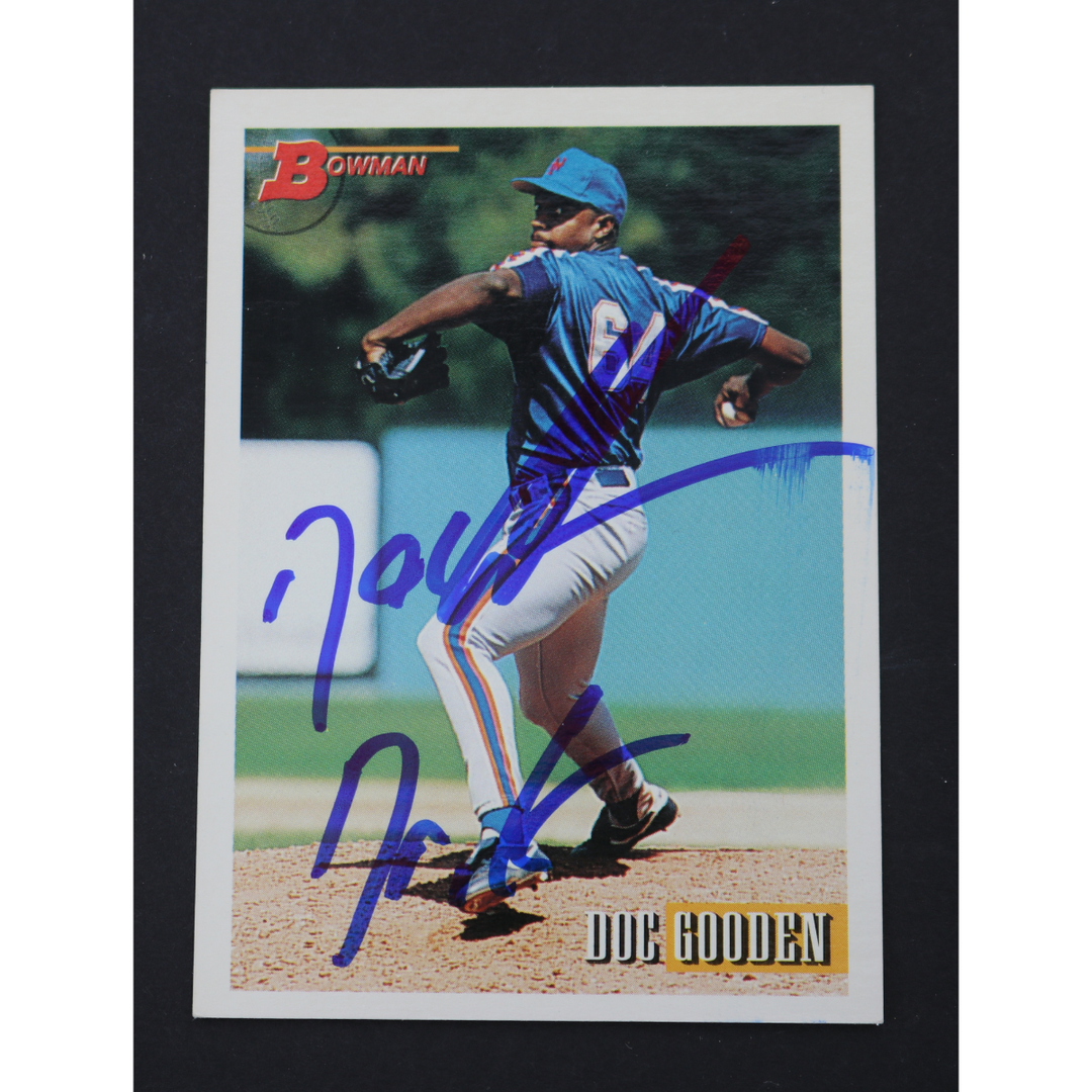 Dwight Doc Gooden New York Mets Autographed Inscribed 1993 Bowman #242 CX Auth
