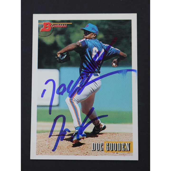 Dwight Doc Gooden New York Mets Autographed Inscribed 1993 Bowman #242 CX Auth