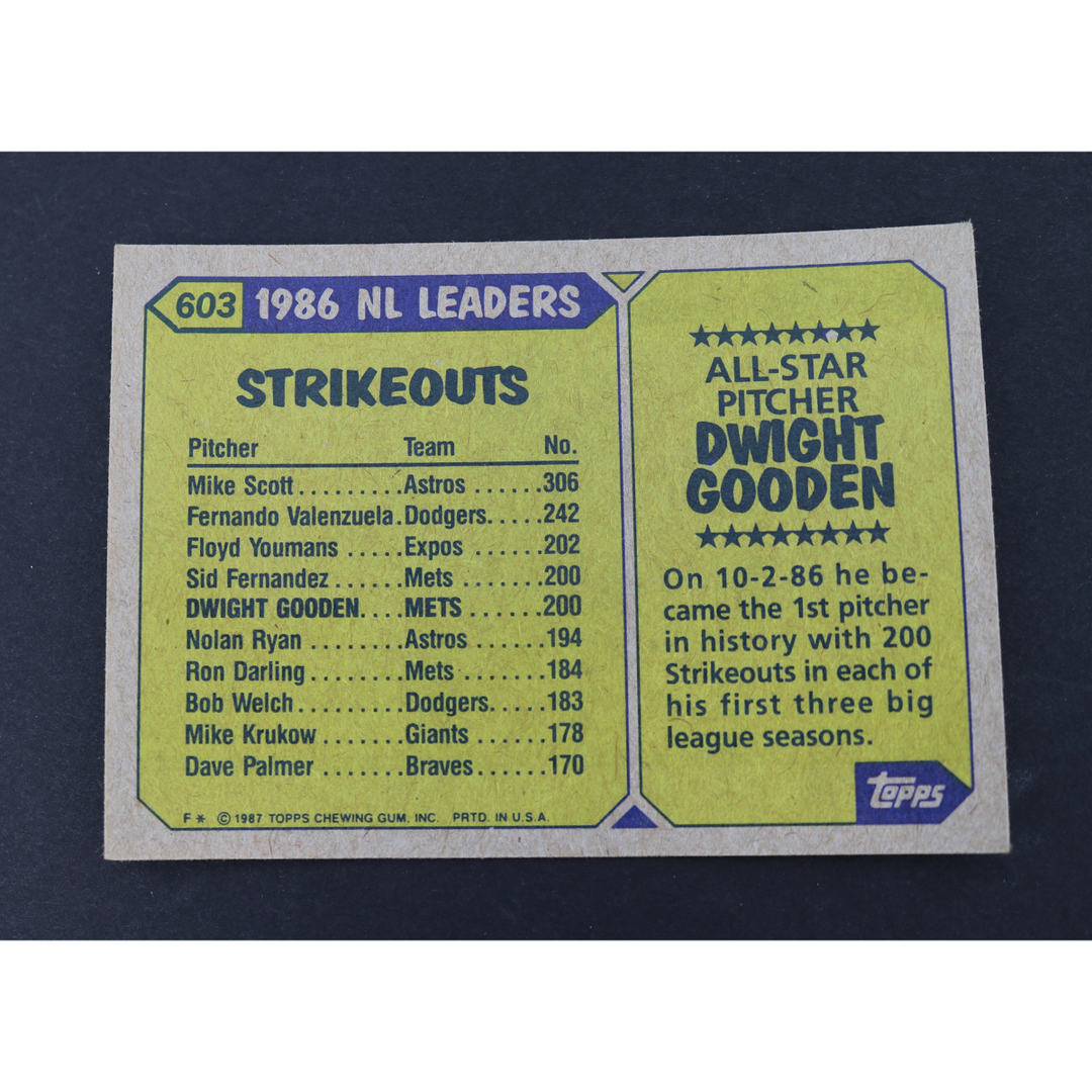 Dwight Doc Gooden New York Mets Autographed Inscribed 1987 Topps All Star #603 CX Auth