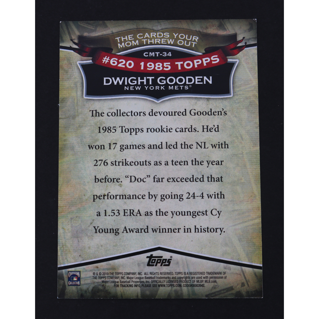 Dwight Doc Gooden New York Mets Autographed Inscribed 2010 Topps The Cards Your Mom Threw Out #CMT-34 CX Auth