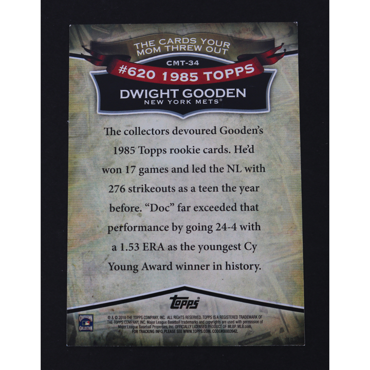 Dwight Doc Gooden New York Mets Autographed Inscribed 2010 Topps The Cards Your Mom Threw Out #CMT-34 CX Auth