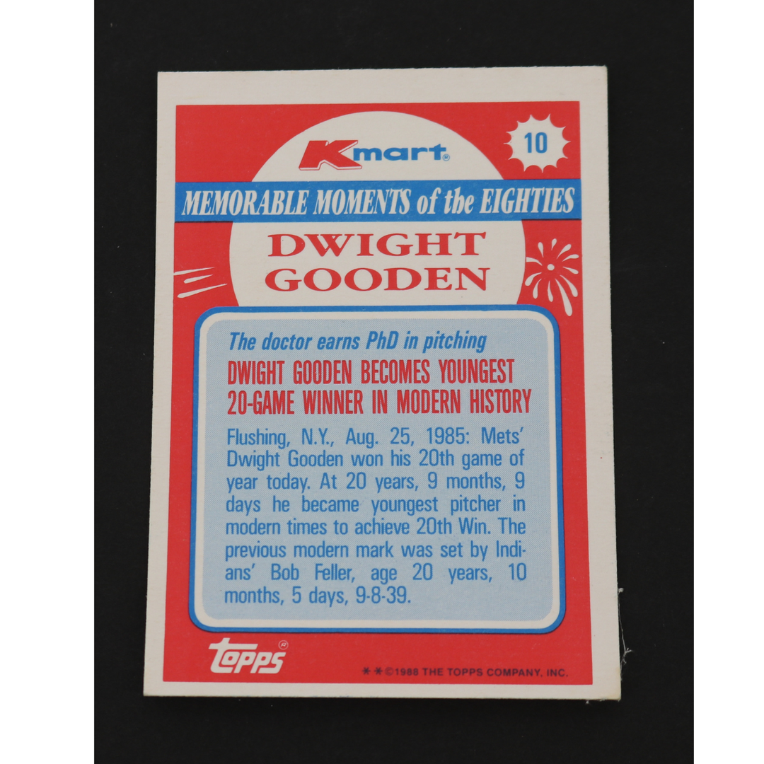 Dwight Doc Gooden New York Mets Autographed Inscribed 1988 Topps Kmart Memorable Moments #10 CX Auth