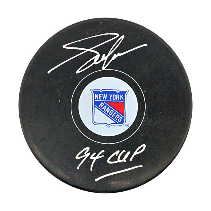 Adam Graves New York Rangers Autographed Signed Inscribed '94 Cup' Replica Rangers Puck (CX Auth)