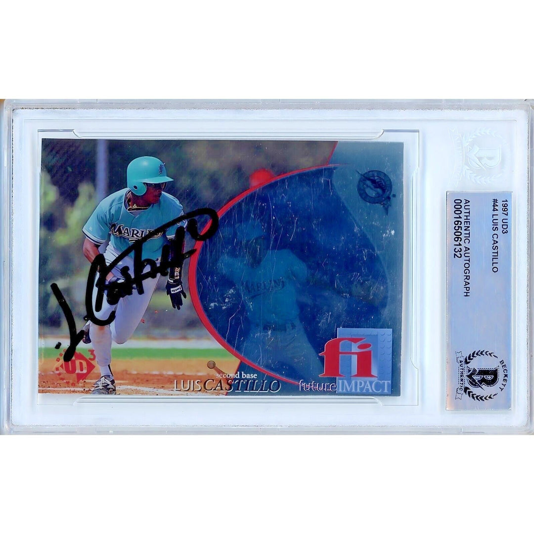 Luis Castillo Florida Marlins Signed 1997 Upper Deck UD3 Baseball Card BAS Auth Auto Slab