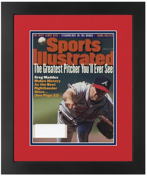 Greg Maddux Atlanta Braves Vintage Sports Illustrated Magazine August 14, 1995 Original Issue Professionally Matted with Team Colors and Framed 14.25  x 17