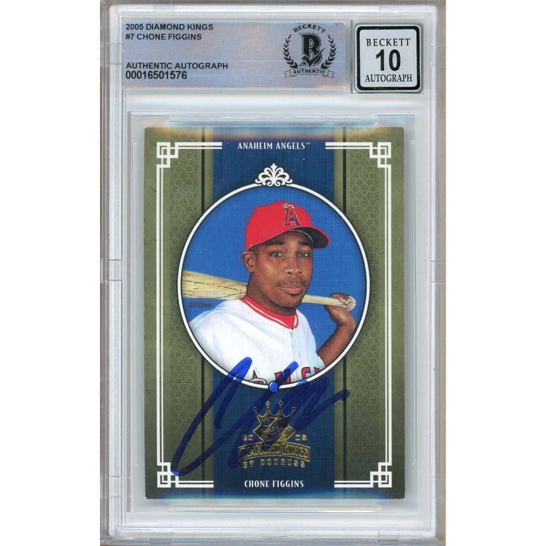 Chone Figgins Los Angeles Angels Signed 2005 Diamond Kings Card BGS Auto 10 Graded