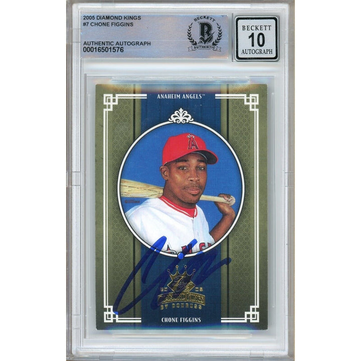 Chone Figgins Los Angeles Angels Signed 2005 Diamond Kings Card BGS Auto 10 Graded