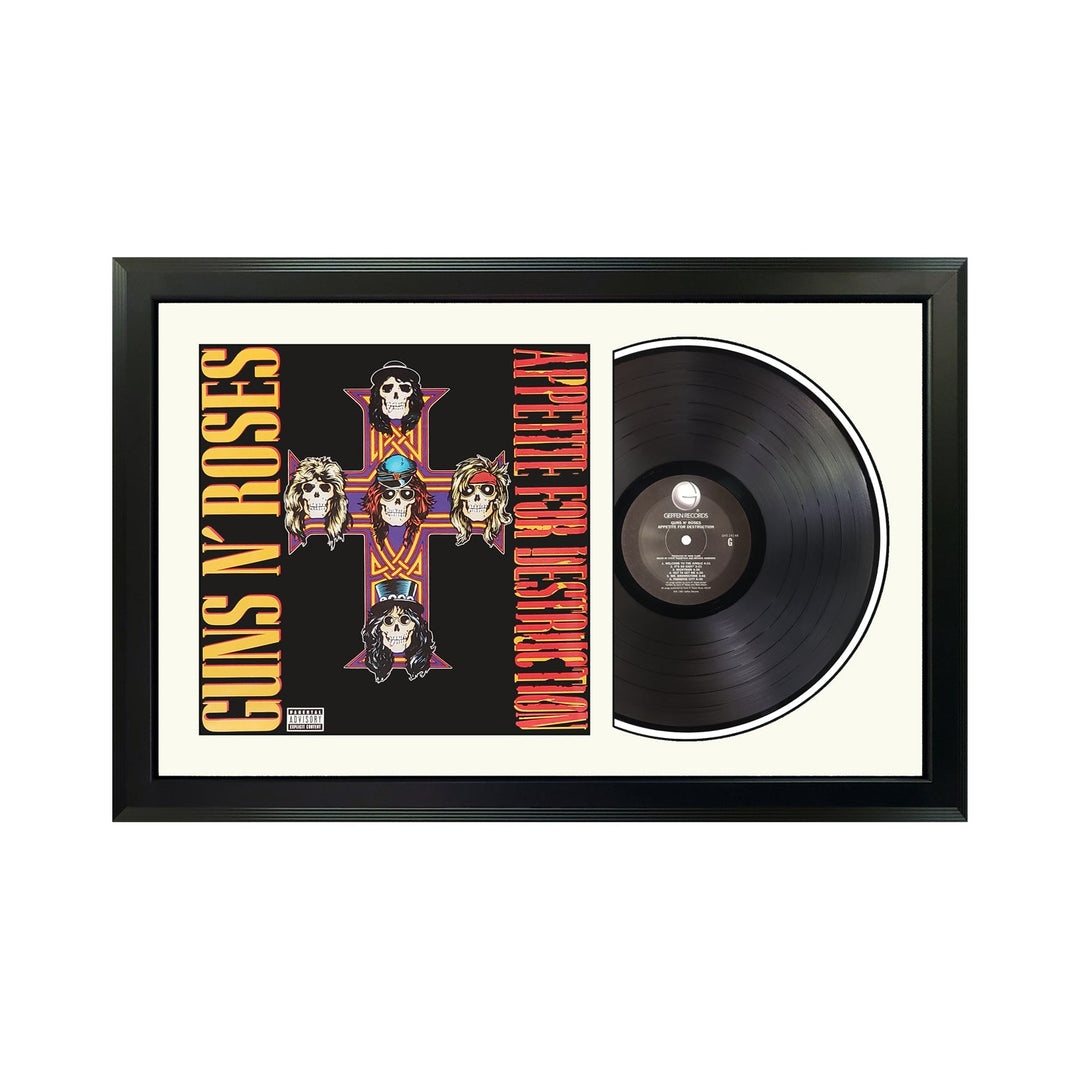 Guns N' Roses Appetite for Destruction Genuine Vinyl Record & Cover Professionally Framed Wall Display with a White Mat
