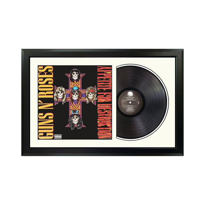 Guns N' Roses Appetite for Destruction Genuine Vinyl Record & Cover Professionally Framed Wall Display with a White Mat