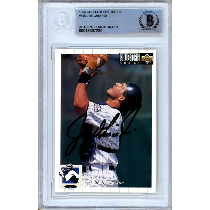 Joe Girardi Colorado Rockies Signed 1994 UD Collectors Choice Card BAS Auth Auto Slab