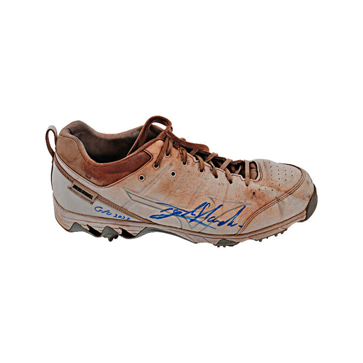 Tyler Hardman New York Yankees Autographed & Inscribed "GU 2023" Right Game Used AA Mizuno Blue Sole Cleat