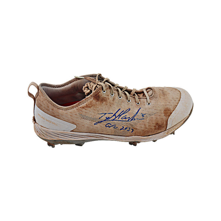 Tyler Hardman New York Yankees Autographed & Inscribed "GU 2023" Right Game Used AA Mizuno Red Sole Cleat