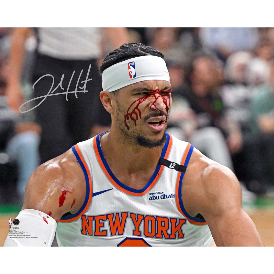 Josh Hart New York Knicks Autographed 2025 EC Semis Blood 16x20 Photograph Fanatics Auth