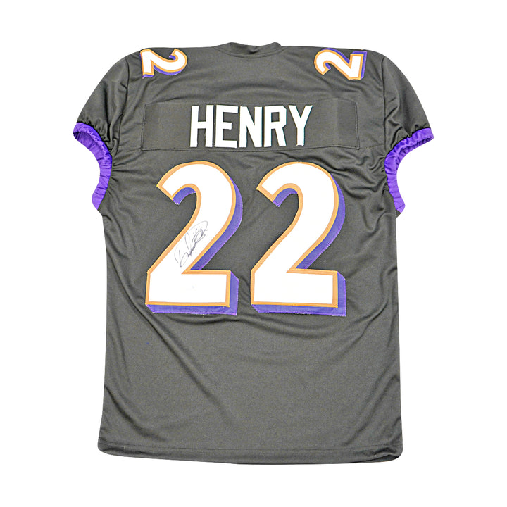Derrick Henry Baltimore Ravens Autographed Black Custom Jersey PSA Holo Only