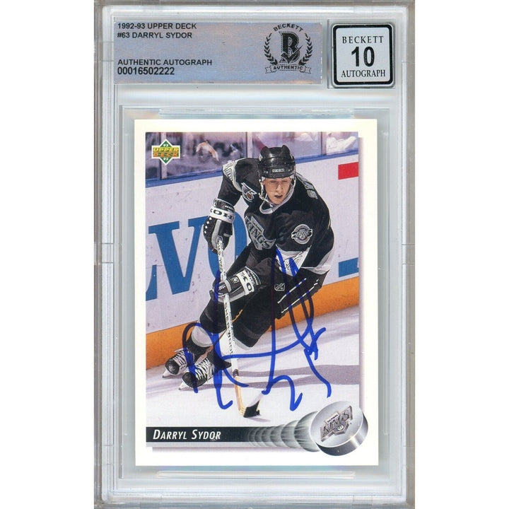 Darryl Sydor Los Angeles Kings Signed 1992-93 Upper Deck Card BGS Auto 10 Graded Slab