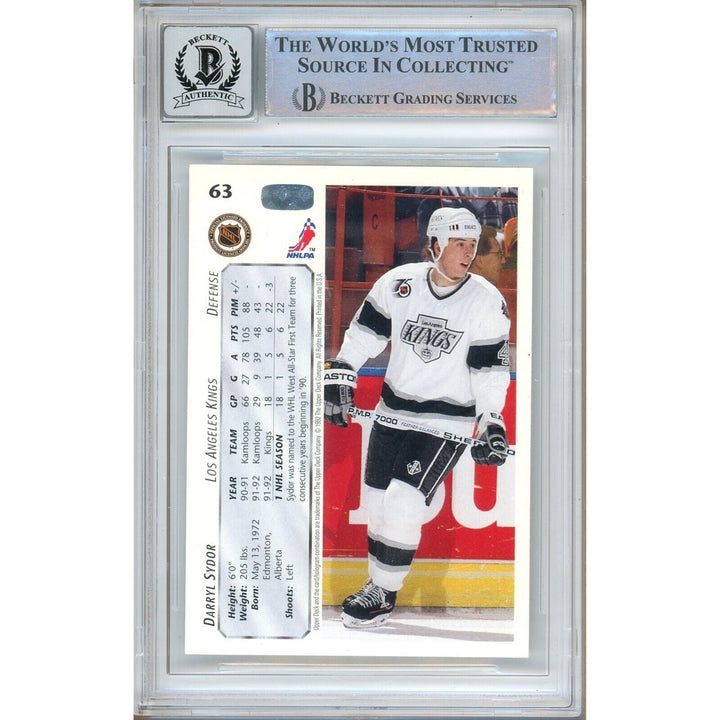 Darryl Sydor Los Angeles Kings Signed 1992-93 Upper Deck Card BGS Auto 10 Graded Slab