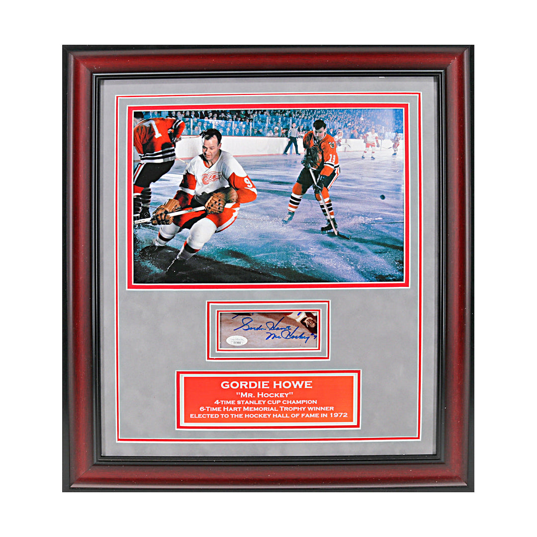 Gordie Howe Detroit Red Wings Autographed Signed Framed Cut Chit Collage (JSA COA #CD21669)