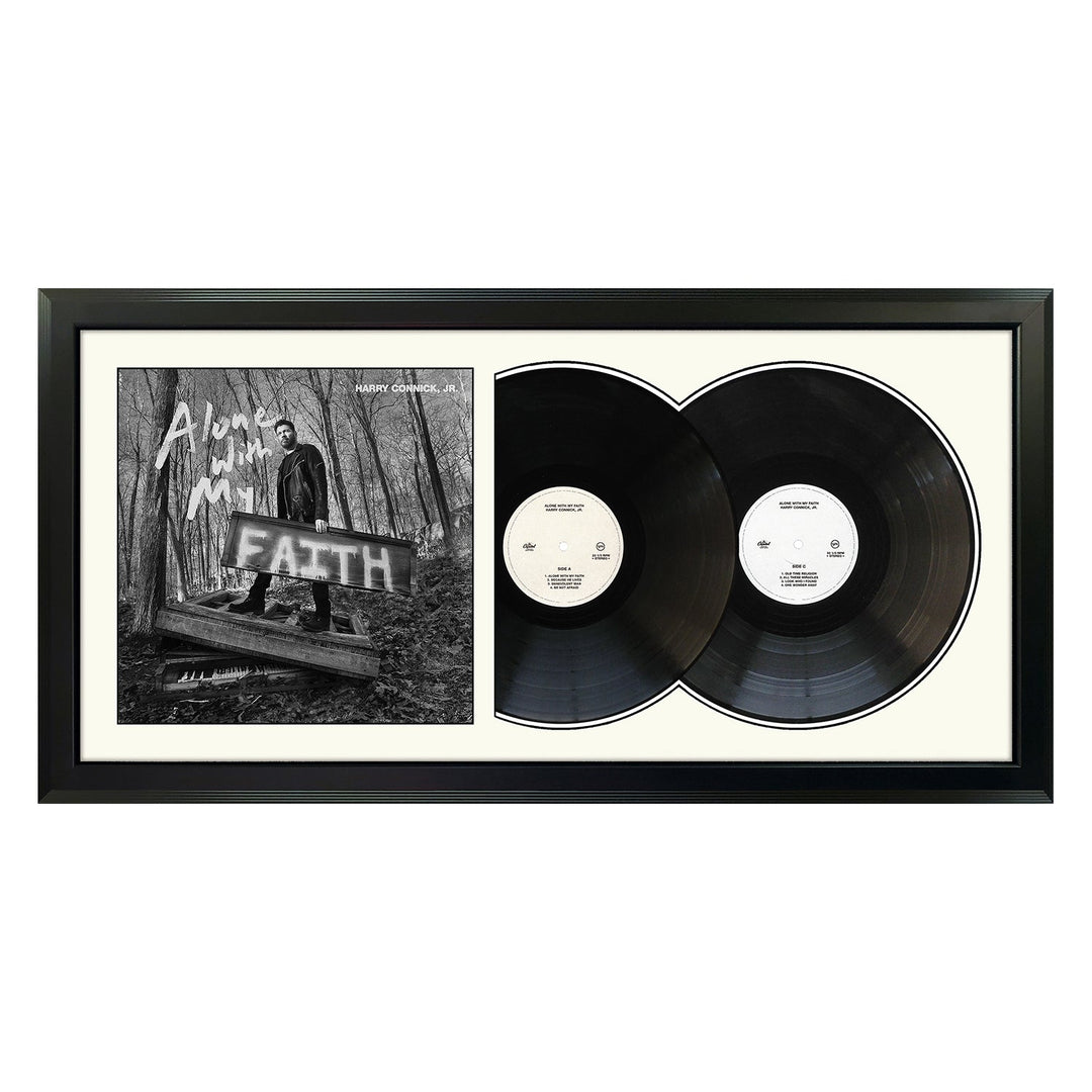 Harry Conick Jr. Alone With My Faith Genuine Double Vinyl Record & Cover Professionally Framed 17.5 x 34.5 Wall Display with a White Mat