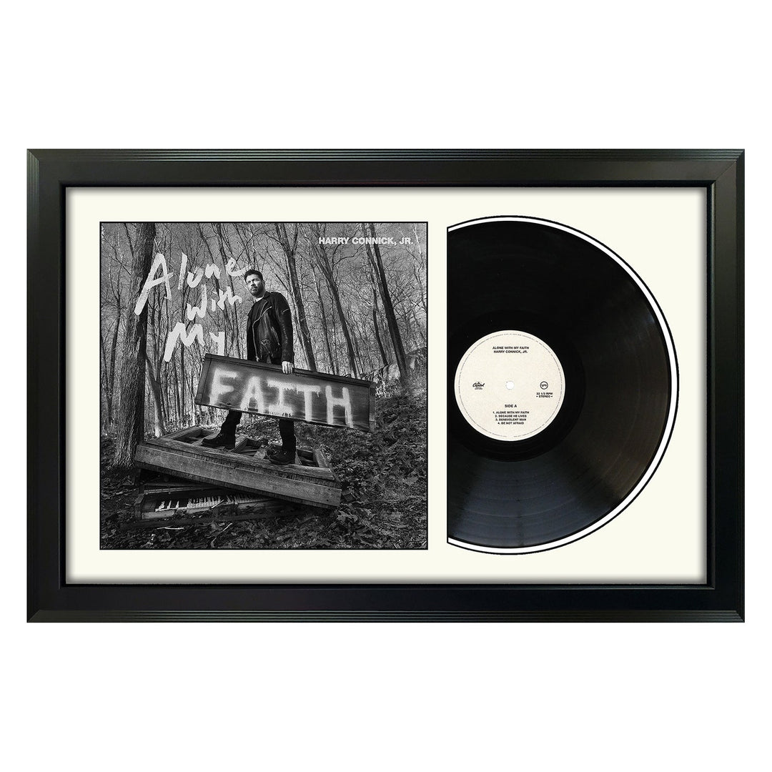 Harry Conick Jr. Alone With My Faith Genuine Vinyl Record & Cover Professionally Framed 17.5 x 26.5 Wall Display with a White Mat