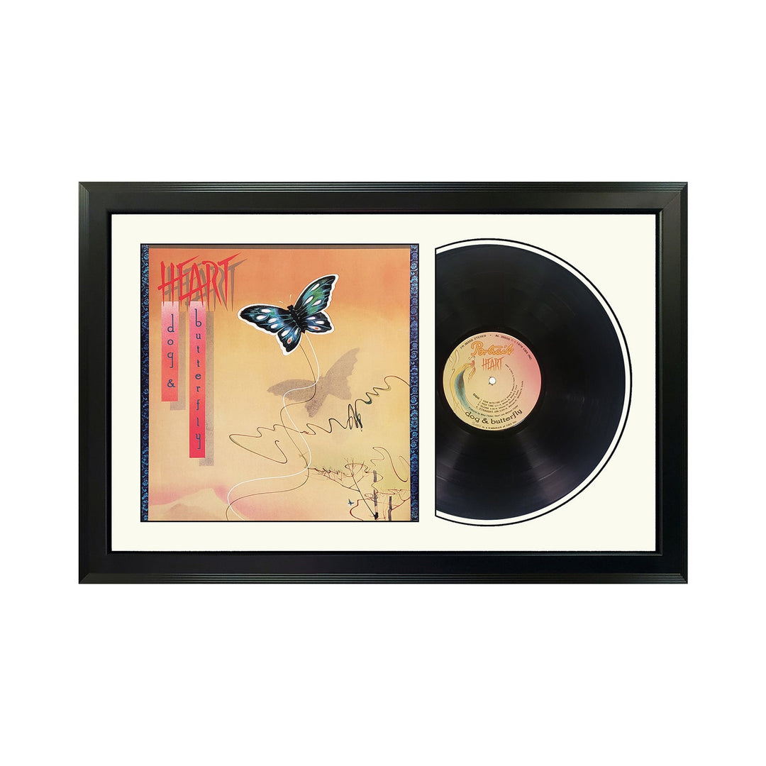 Heart Dog and Butterfly Genuine Vinyl Record & Cover Professionally Framed Wall Display with a White Mat