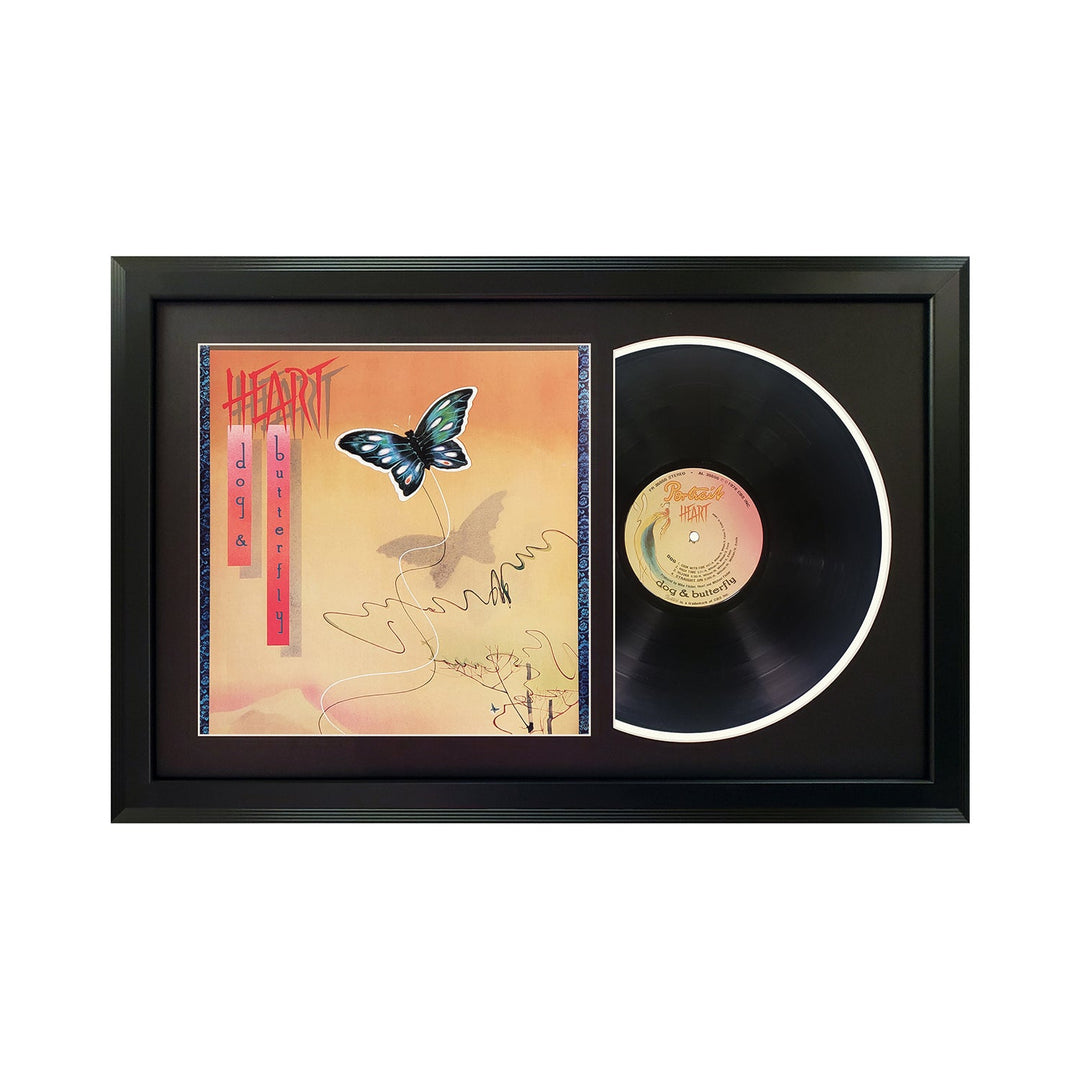 Heart Dog and Butterfly  Genuine Vinyl Record & Cover Professionally Framed Wall Display with a Black Mat