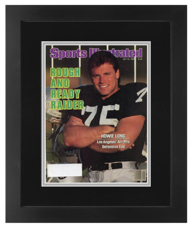 Howie Long Oakland Raiders Matted with Team Colors and Framed Sports Illustrated Magazine July 22, 1985 Original Issue