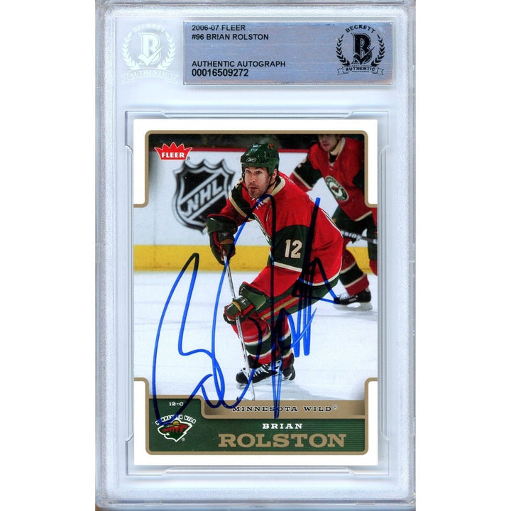 Brian Rolston Minnesota Wild Signed 2006-07 Fleer Hockey Card Beckett Auth Auto Slab