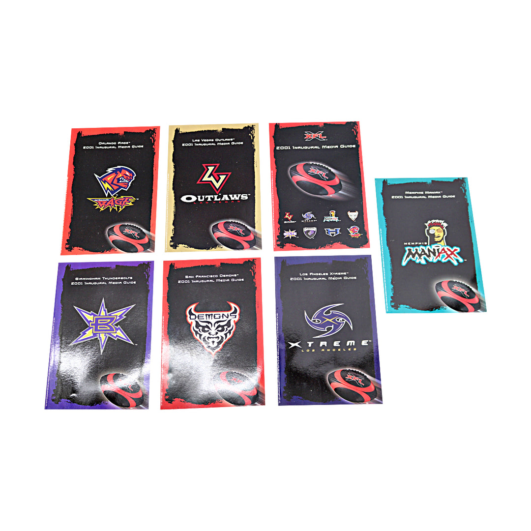 Set of 7 2001 Inaugural XFL Media Guides