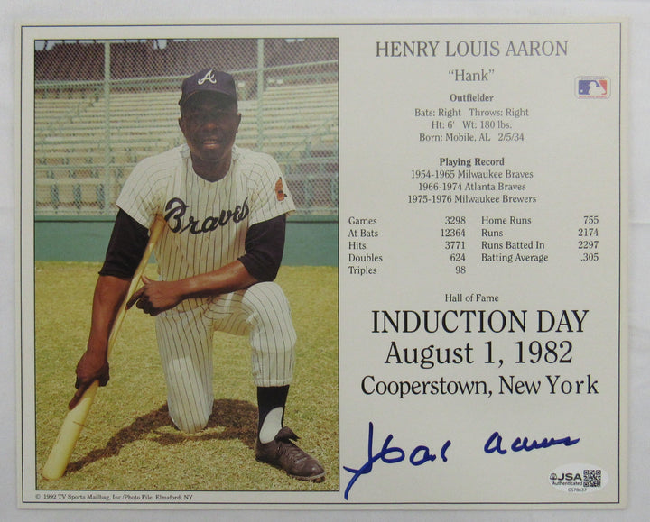 Hank Aaron Signed 8x10 Photo JSA CS78637