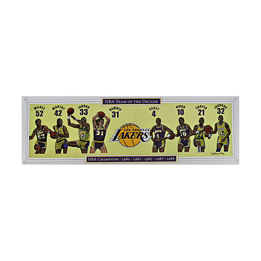 Doug Brewer 2013 Los Angeles Lakers NBA Team of the Decade 12x36 Print