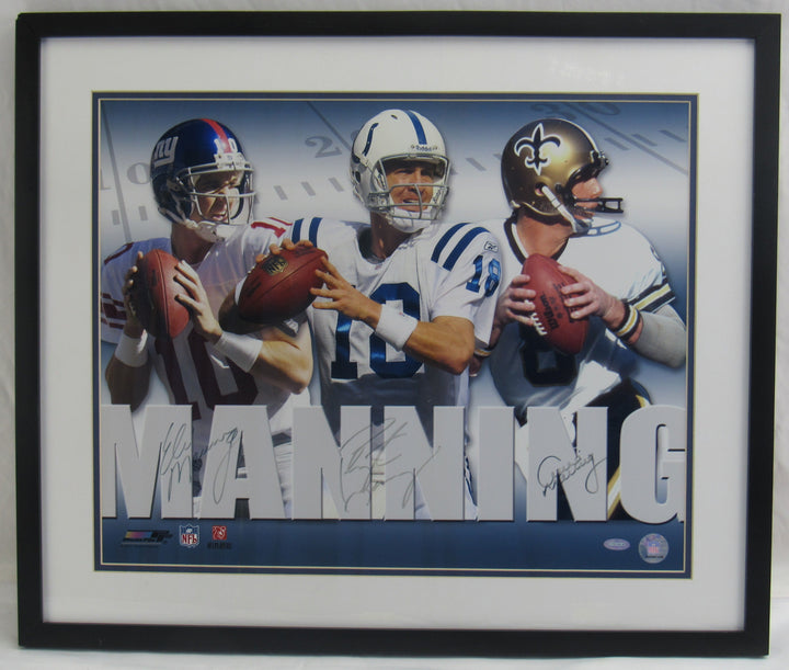 Peyton, Eli, & Archie Manning Signed Framed Photo Steiner COA