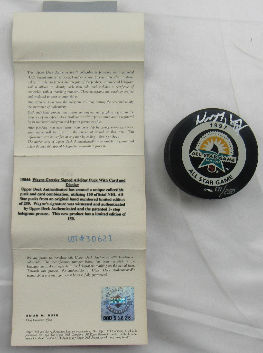 Wayne Gretzky Signed Auto All Star Game Puck UDA COA