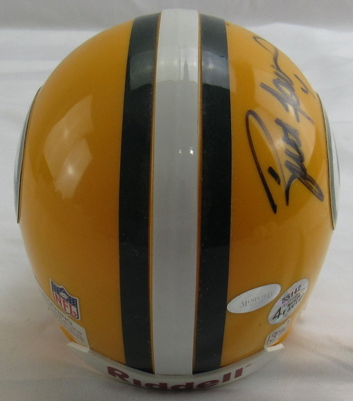 Brett Favre Signed Auto Mini Helmet w/ Hologram - Farve Hologram / Mounted Memories