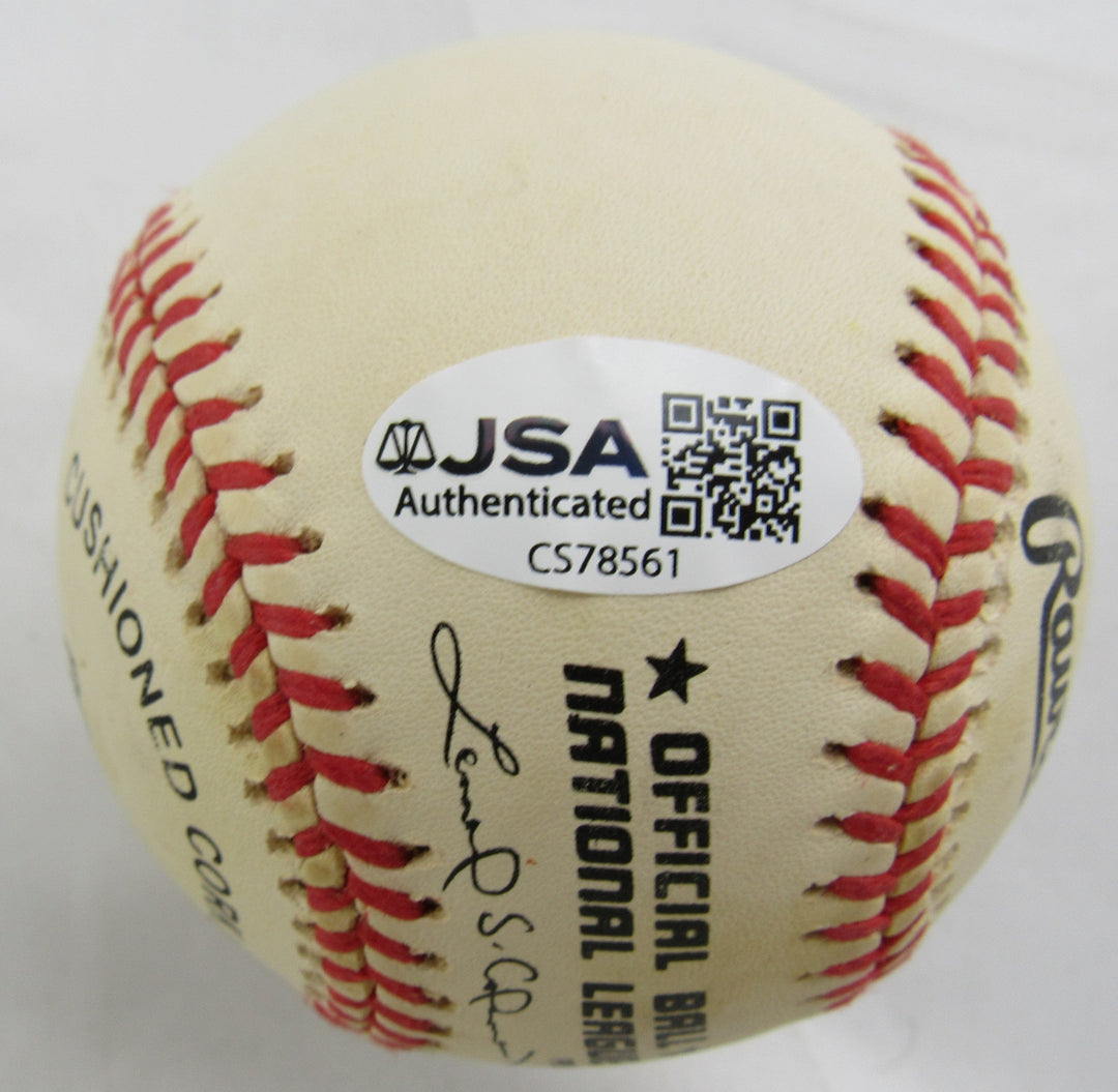 Ernie Banks Mr Cub Insc Signed Rawlings Baseball JSA CS78561