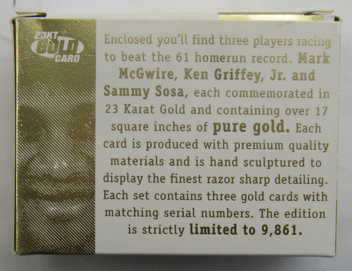 Chasing 61 Mark McGwire, Sammy Sosa, Ken Griffey Jr. 23 KT Gold Foil cards Limited Edition
