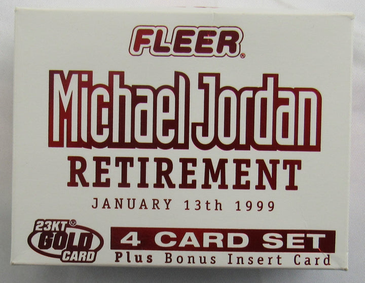 Michael Jordan 1998 Fleer 23KT Gold Retirement Basketball Card Set - 4 Cards and Insert