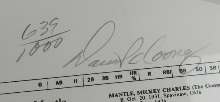 Mickey Mantle Signed Auto 18x24 Baseball Poster JSA BA09035