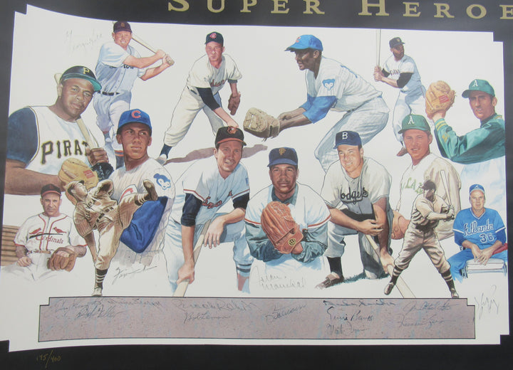 Duke Snider Don Maynard Kareem Abdul-Jabbar Mike Bossy +56 Signed Auto Super Heros of Sports Signed 43x28 Photo Limited Edition #145/400 w/ COA