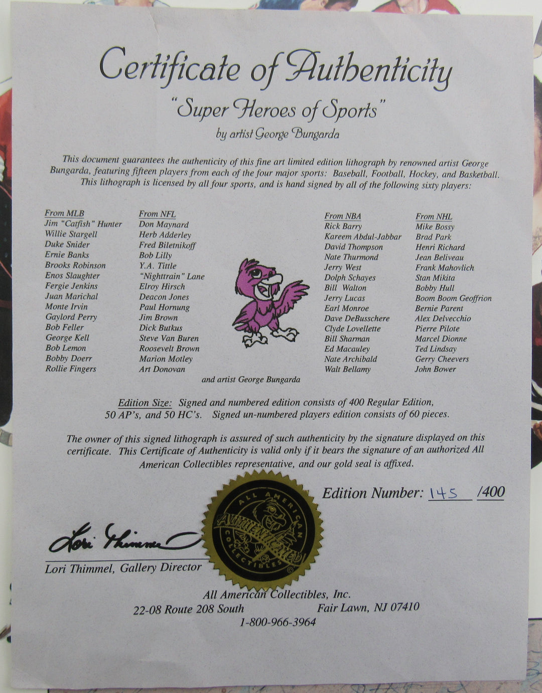 Duke Snider Don Maynard Kareem Abdul-Jabbar Mike Bossy +56 Signed Auto Super Heros of Sports Signed 43x28 Photo Limited Edition #145/400 w/ COA