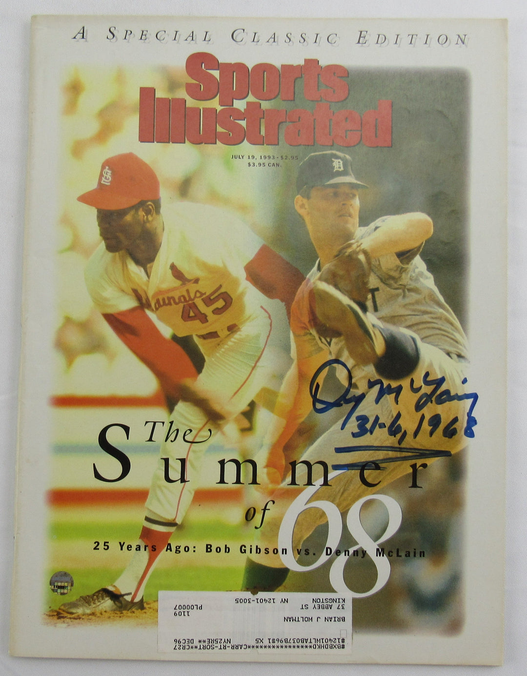 Denny Mclain Signed Sports illustrated Magazine Steiner Holo