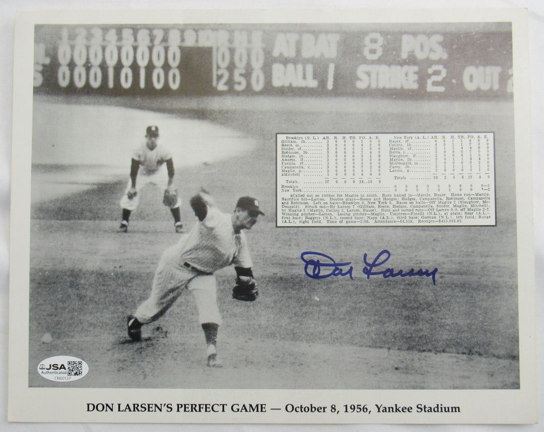 Don Larsen Signed 8x10 Photo JSA CN60137