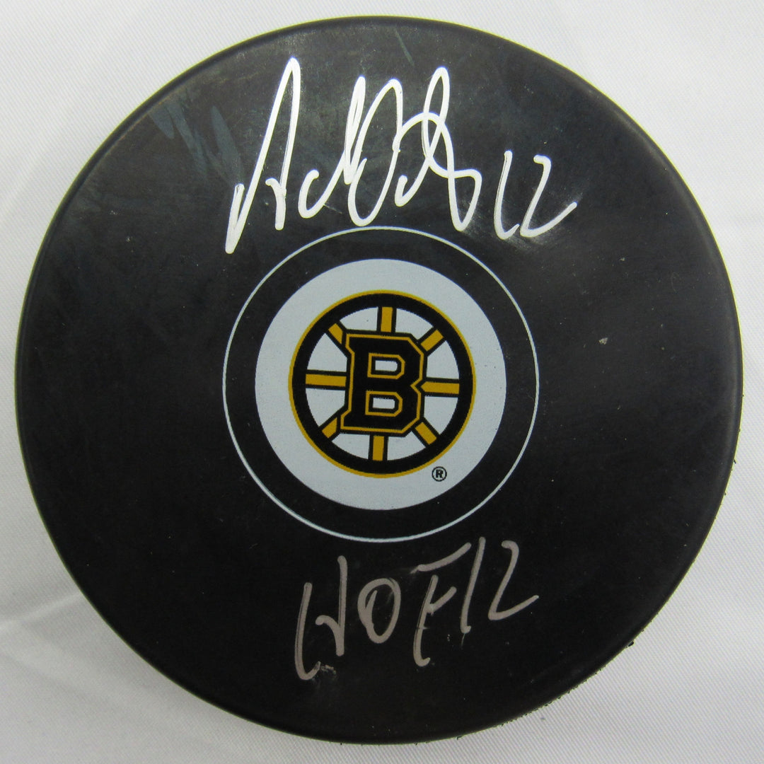 Adam Oates Signed Bruins Logo Hockey Puck w/ Insc JSA WA725020
