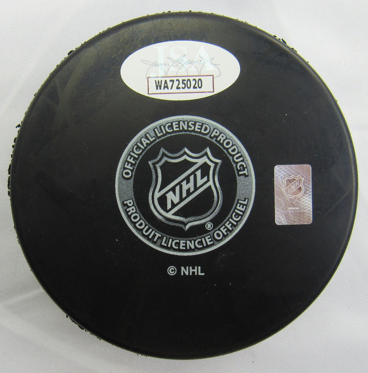 Adam Oates Signed Bruins Logo Hockey Puck w/ Insc JSA WA725020