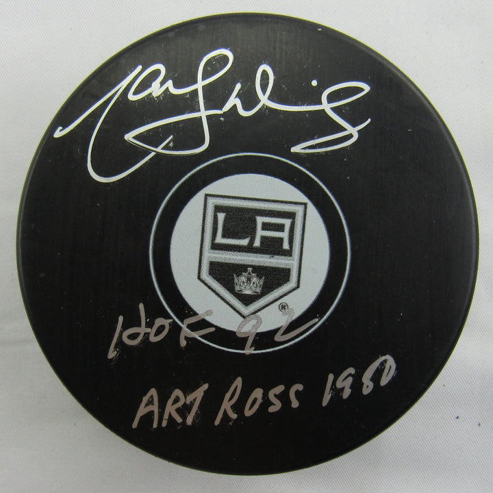 Marcel Dionne Signed Kings Logo Hockey Puck w/ Insc Beckett Hologram