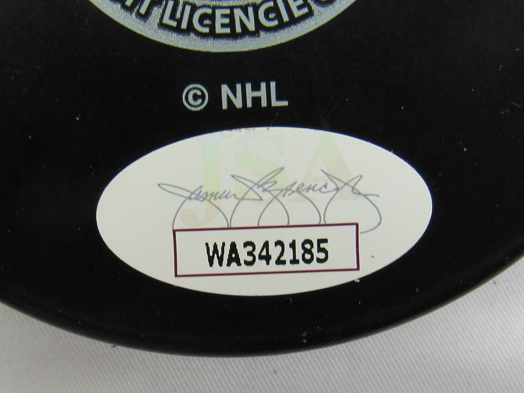 Jean Ratelle Signed Rangers Logo Hockey Puck w/ Insc JSA WA342185