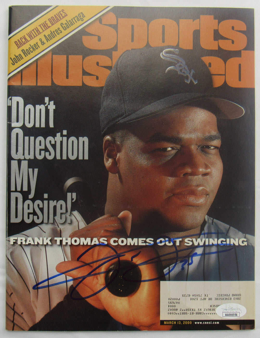 Frank Thomas Signed Sports Illustrated Magazine JSA WA666956