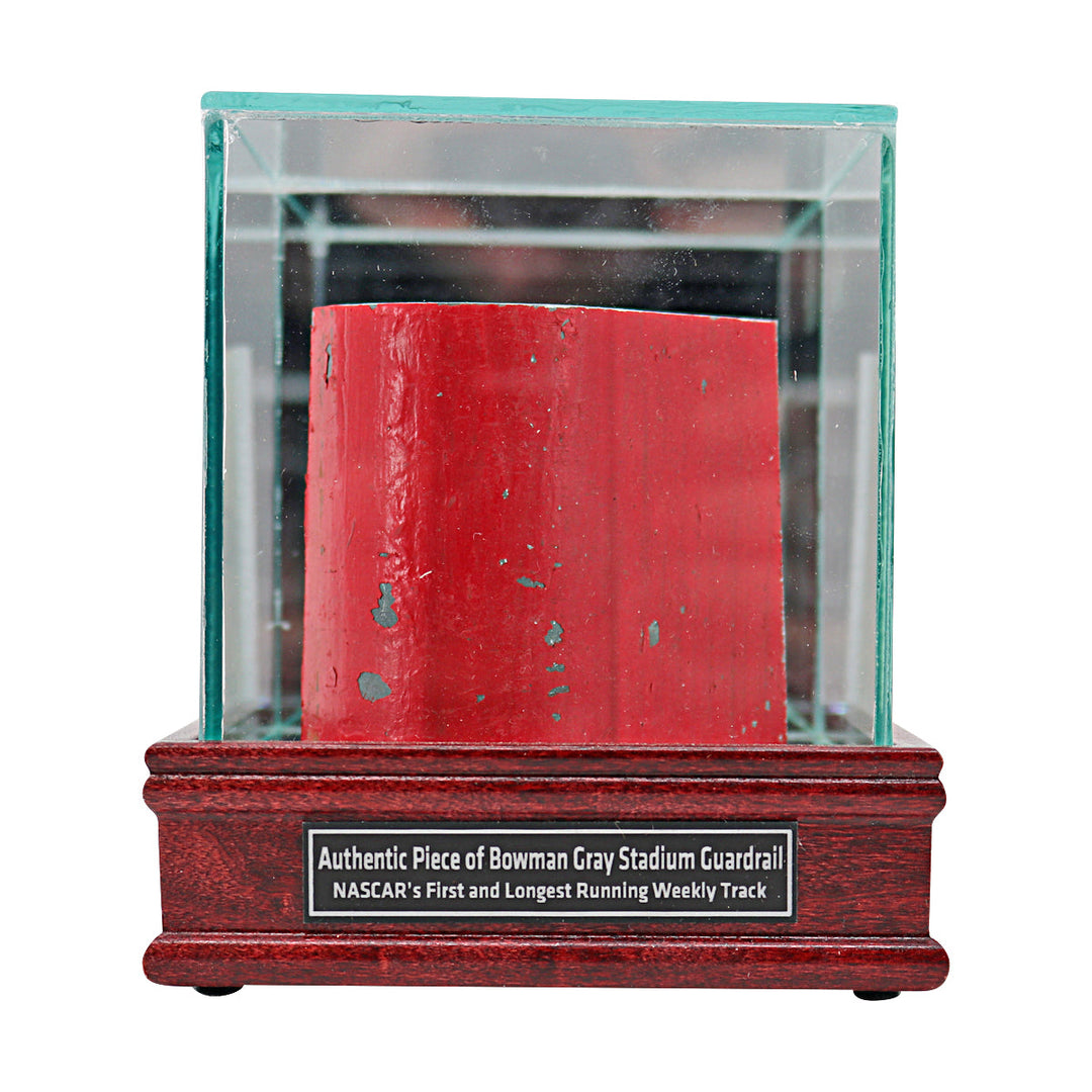 Bowman Gray Stadium Authentic Piece of Actual Guardrail in Desktop Display Case