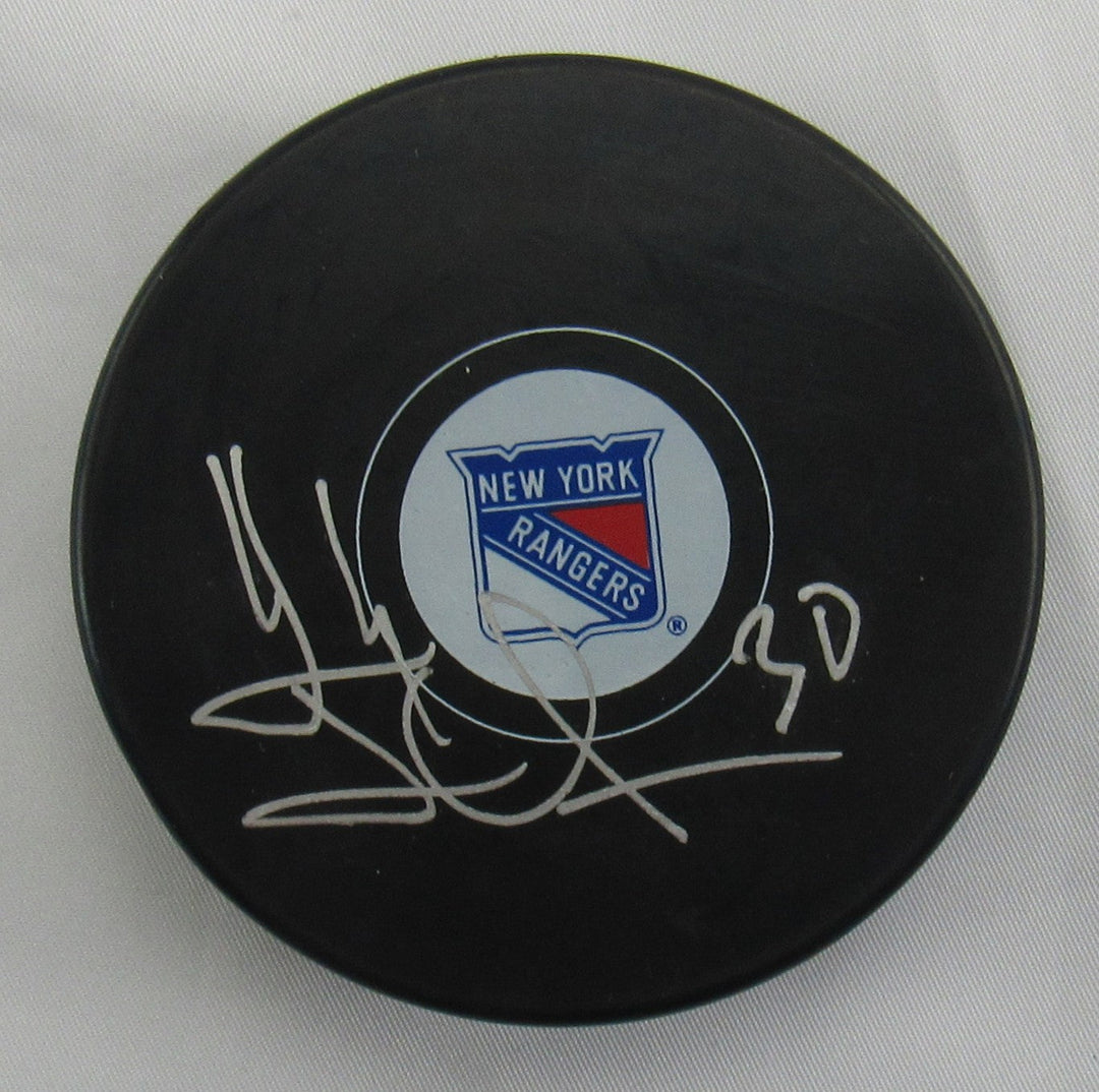Henrik Lundqvist Signed Rangers Logo Hockey Puck Fanatics Hologram