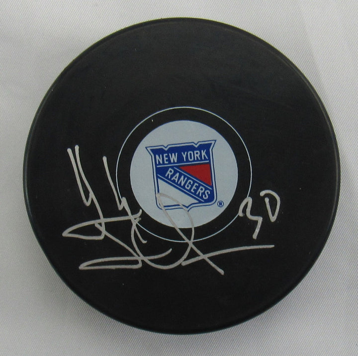 Henrik Lundqvist Signed Rangers Logo Hockey Puck Fanatics Hologram