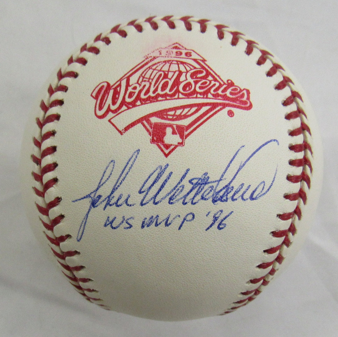John Wetteland Signed Auto Rawlings 1996 World Series Baseball w/ Insc Steiner Hologram